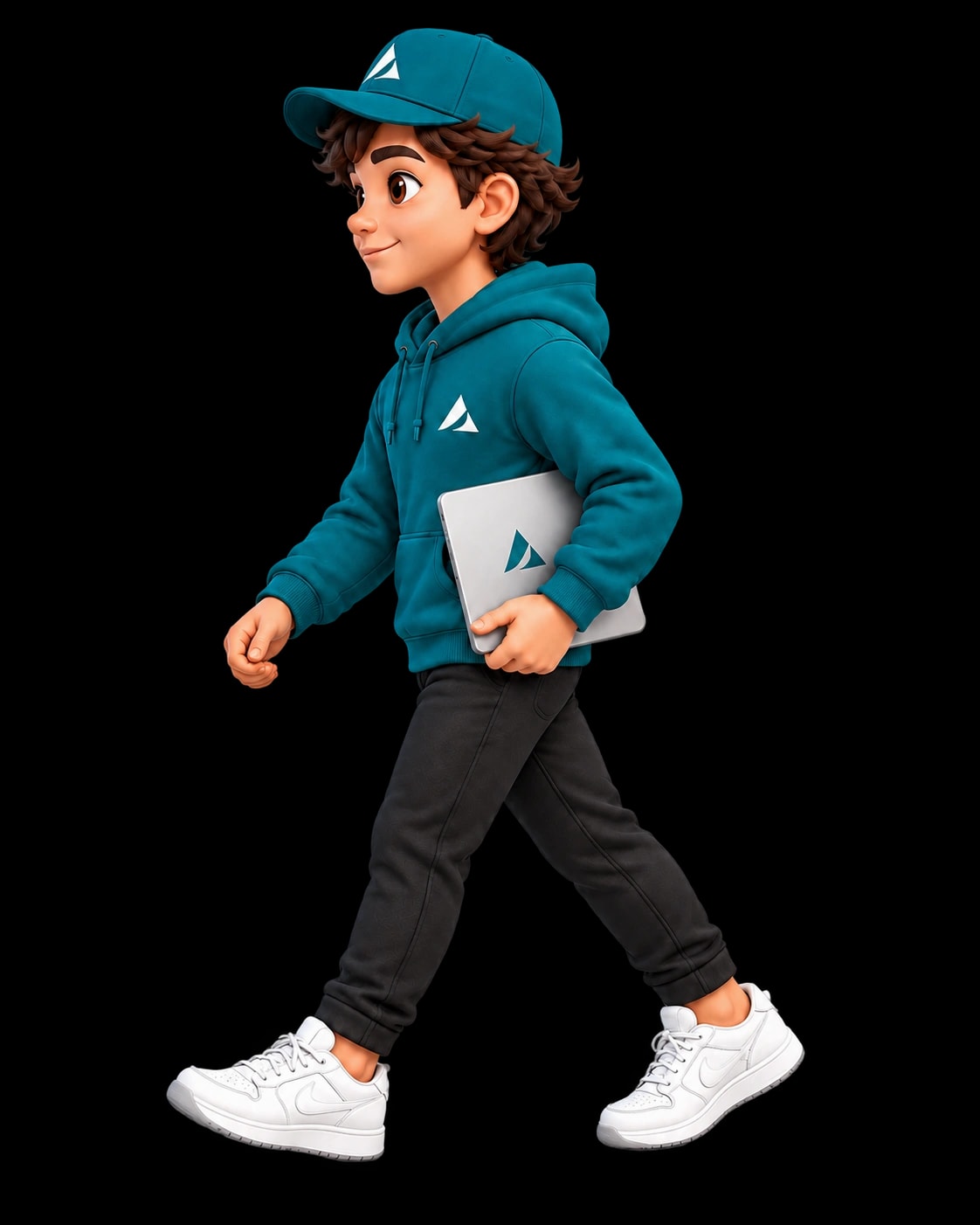 Adamant walking-tablet mascot illustration